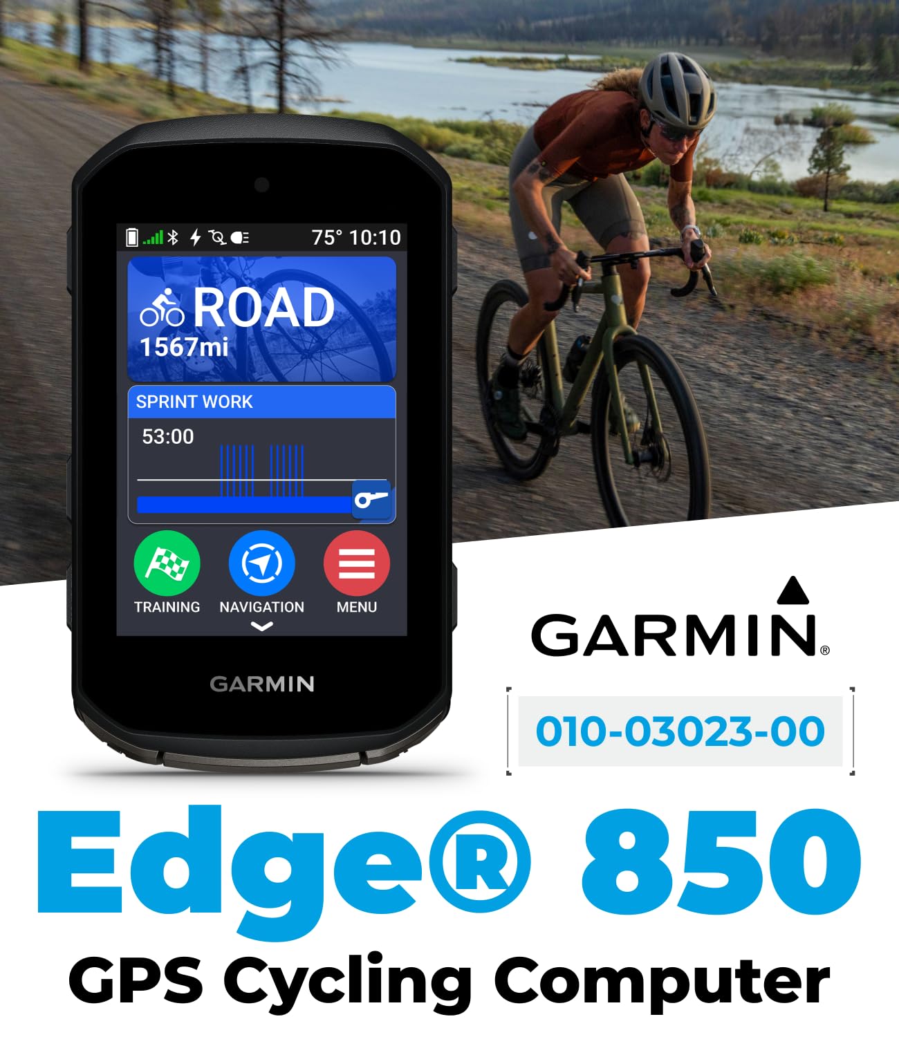 Garmin Edge 850 GPS-Fahrradcomputer – 2,7” Touchscreen, Karten-Navigation, mit blauer Silikonhülle & Powerbank