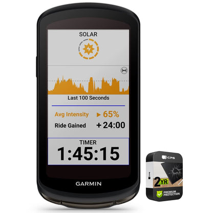 Garmin Edge 1040 Solar GPS-Fahrradcomputer – Solar-Laden, Navigation, lange Akkulaufzeit (Bundle mit Schutzpaket)