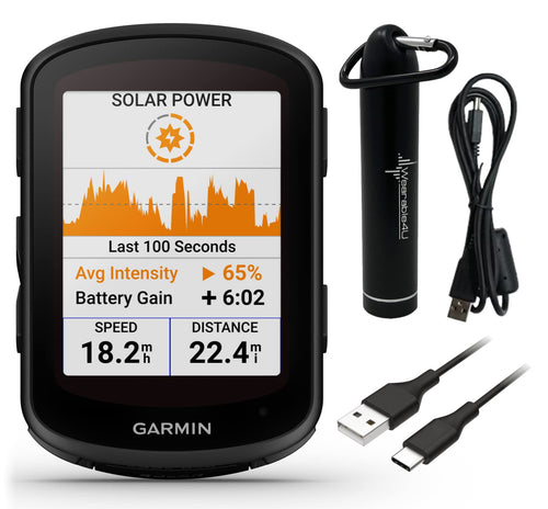 Garmin Edge 840 Solar GPS-Fahrradcomputer – Touchscreen, Tasten, Navigation, Solar-Laden, mit Powerbank-Bundle