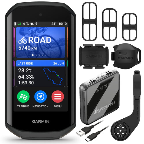 Garmin Edge 1050 GPS-Fahrradcomputer – Farb-Touchscreen, Lautsprecher, inkl. Speed-/Trittfrequenzsensor & Powerbank