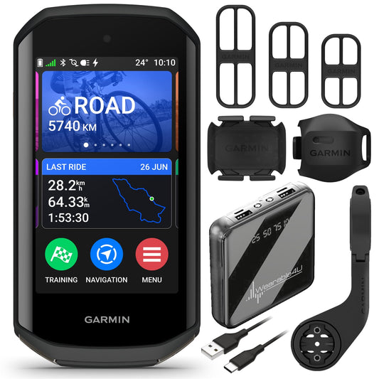 Garmin Edge 1050 GPS-Fahrradcomputer – Farb-Touchscreen, Lautsprecher, inkl. Speed-/Trittfrequenzsensor & Powerbank