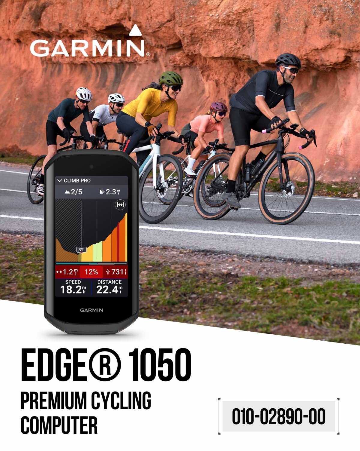 Garmin Edge 1050 GPS-Fahrradcomputer – Farb-Touchscreen, Lautsprecher, Training, mit Powerbank-Bundle