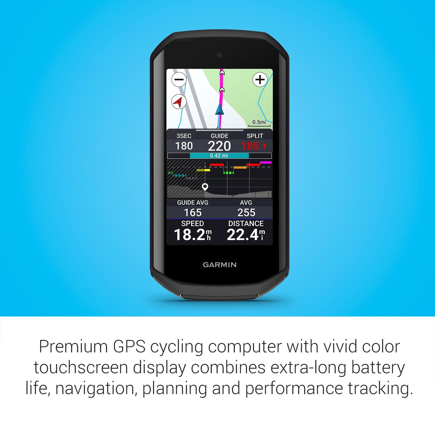 Garmin Edge 1050 GPS-Fahrradcomputer – Farb-Touchscreen, Lautsprecher, Training, Gruppenfahrten, Verkehrswarnungen