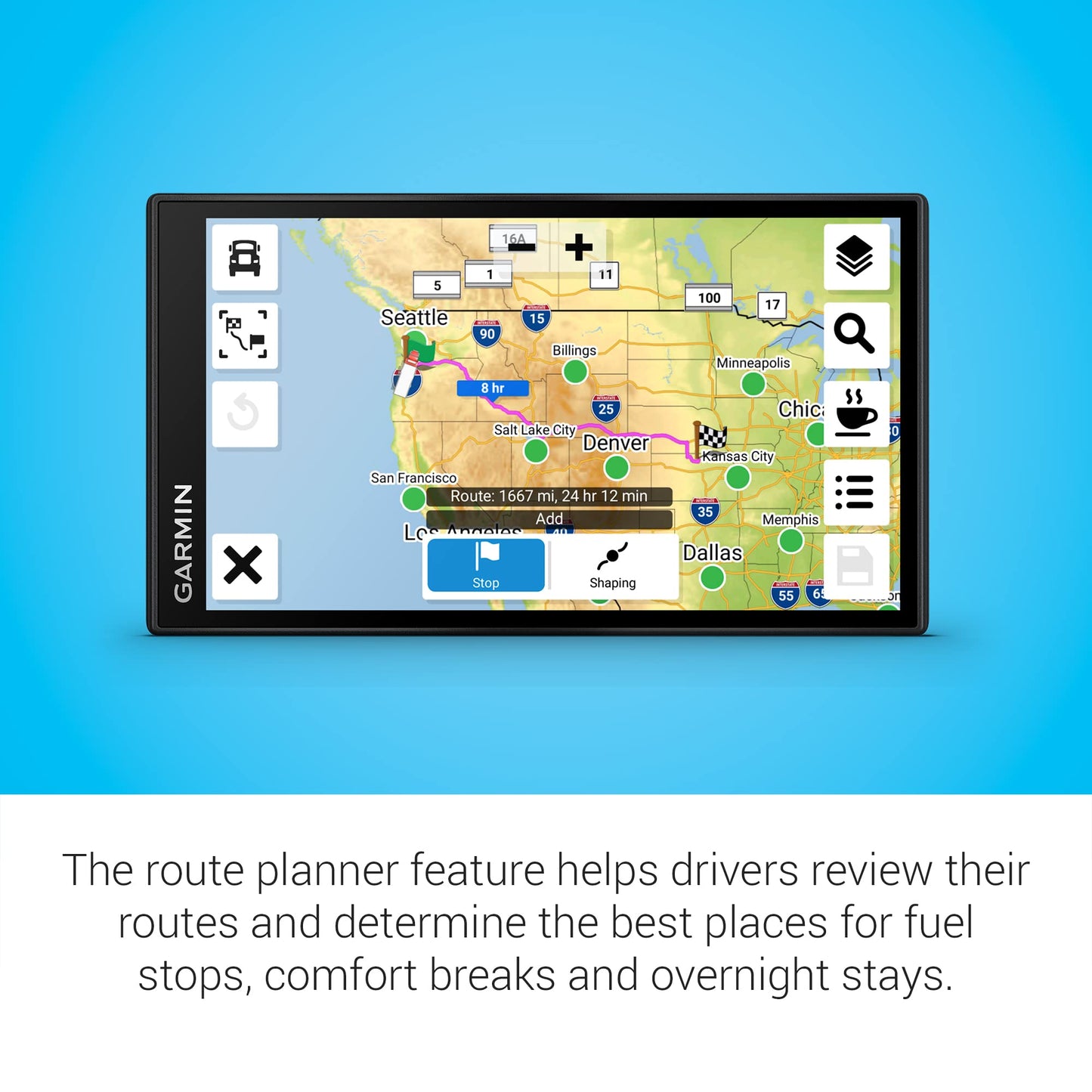 Garmin dezl OTR610 LKW-Navigationsgerät – 6” Display, LKW-Routing, BirdsEye-Satellitenbilder, große Ansicht