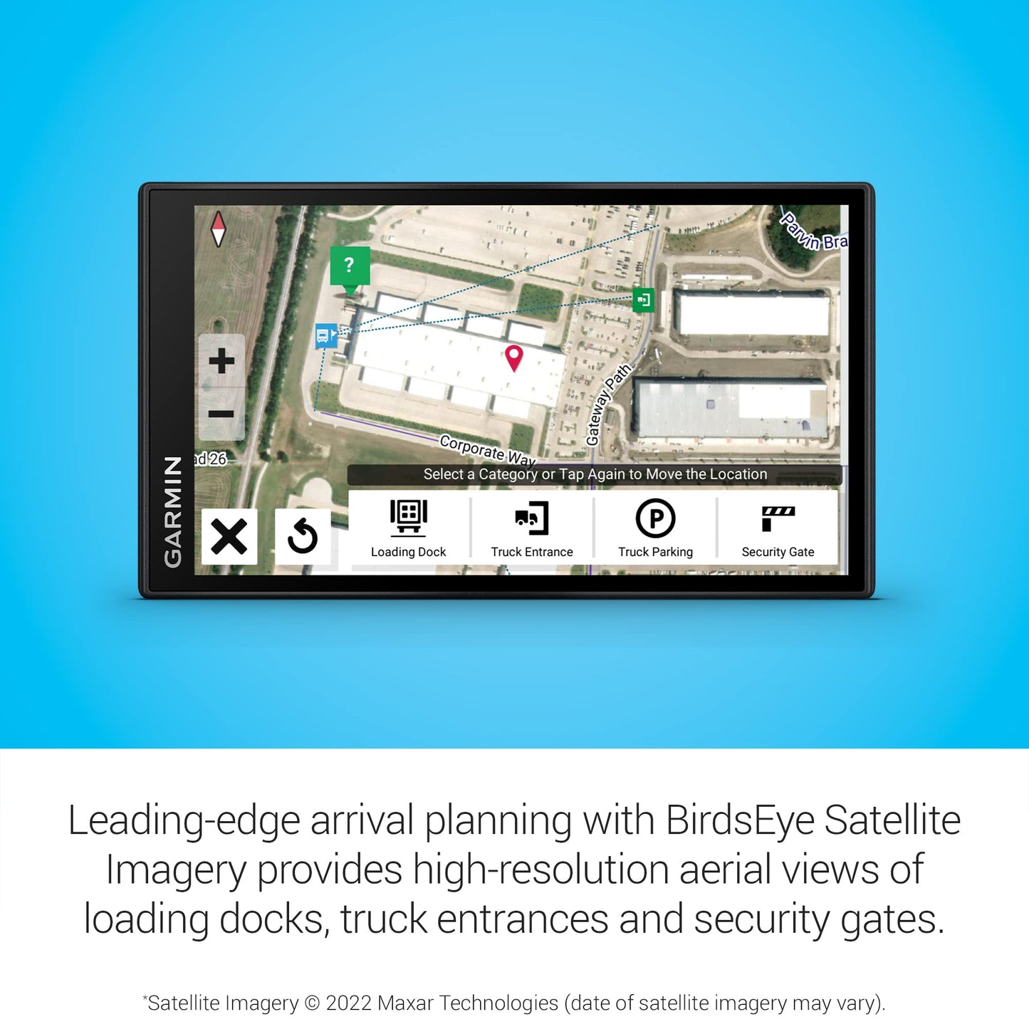 Garmin dezl OTR610 LKW-Navigationsgerät – 6” Display, LKW-Routing, BirdsEye-Satellitenbilder, große Ansicht